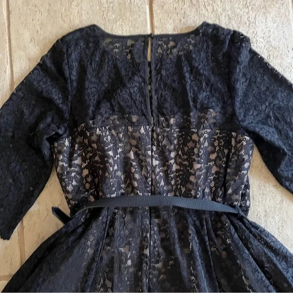 City Chic Womens Plus Size 20 Black Lace Lover Hi Low Midi Belt Dress NWT A-Line - Picture 10 of 12